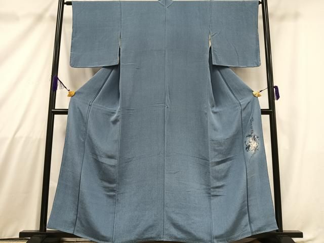 平和屋着物□二代目清次郎 監修 手描き 色無地 藍鼠色 正絹 逸品