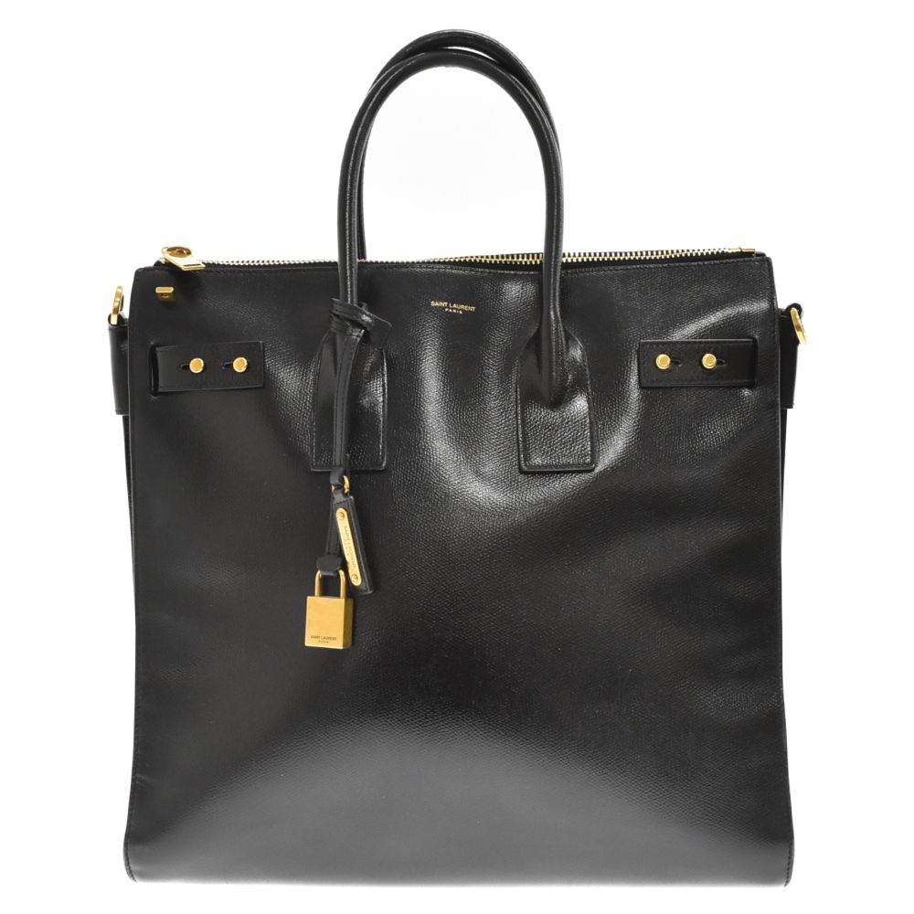 SAINT LAURENT サンローラントートバッグ クロコ型　チャームレザー 美品✨SAINT LAURENT サックドジュール ラージ クロコ ブラック