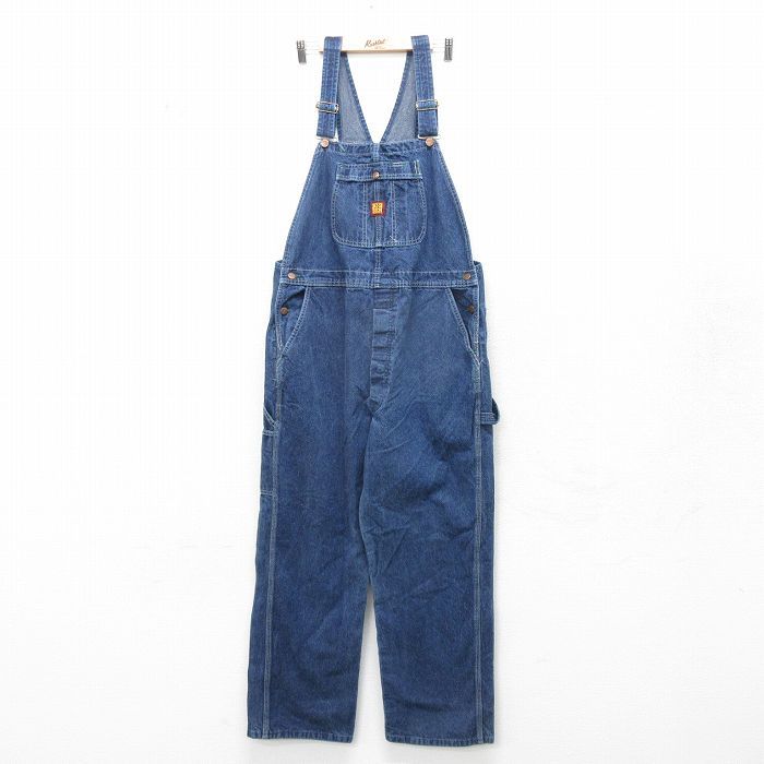 W42/古着 ビッグベン オーバーオール メンズ 90s 大きいサイズ コットン 紺 ネイビー デニム 23oct20 中古 ボトムス