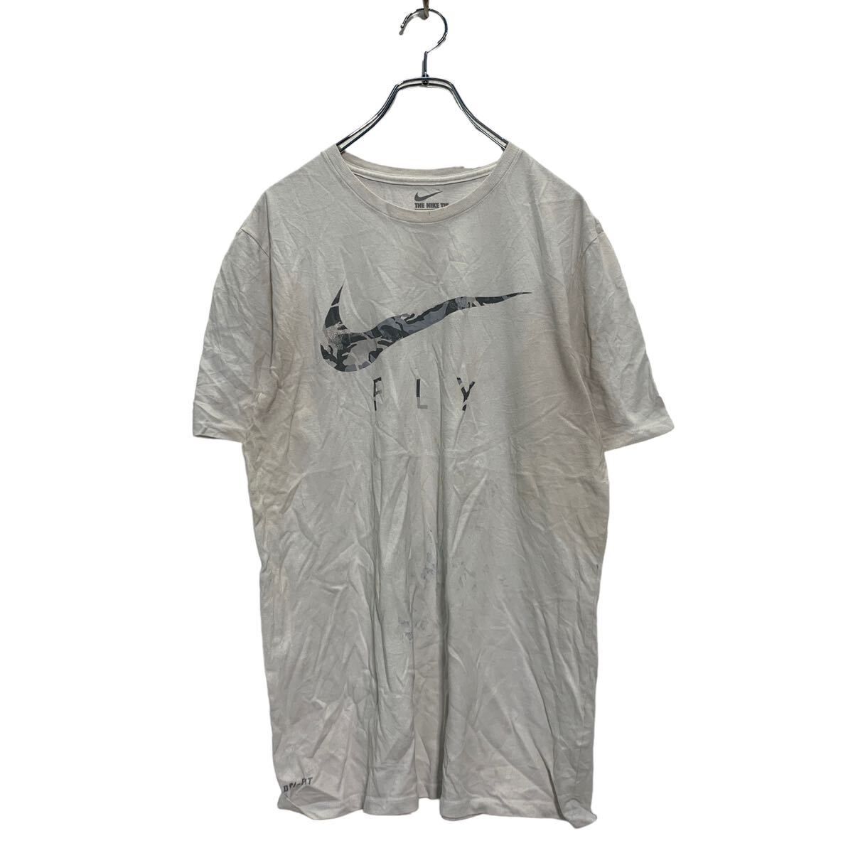 NIKE 半袖 プリントTシャツ L ホワイト グレー ナイキ クルーネック