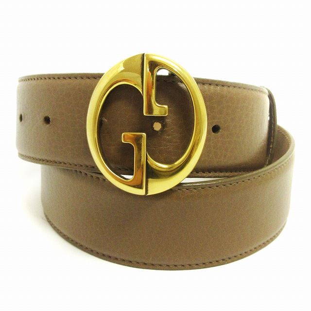 グッチ GUCCI GG レザー ベルト ハトメ 5穴 45884 214351 茶 ブラウン 80 32 小物