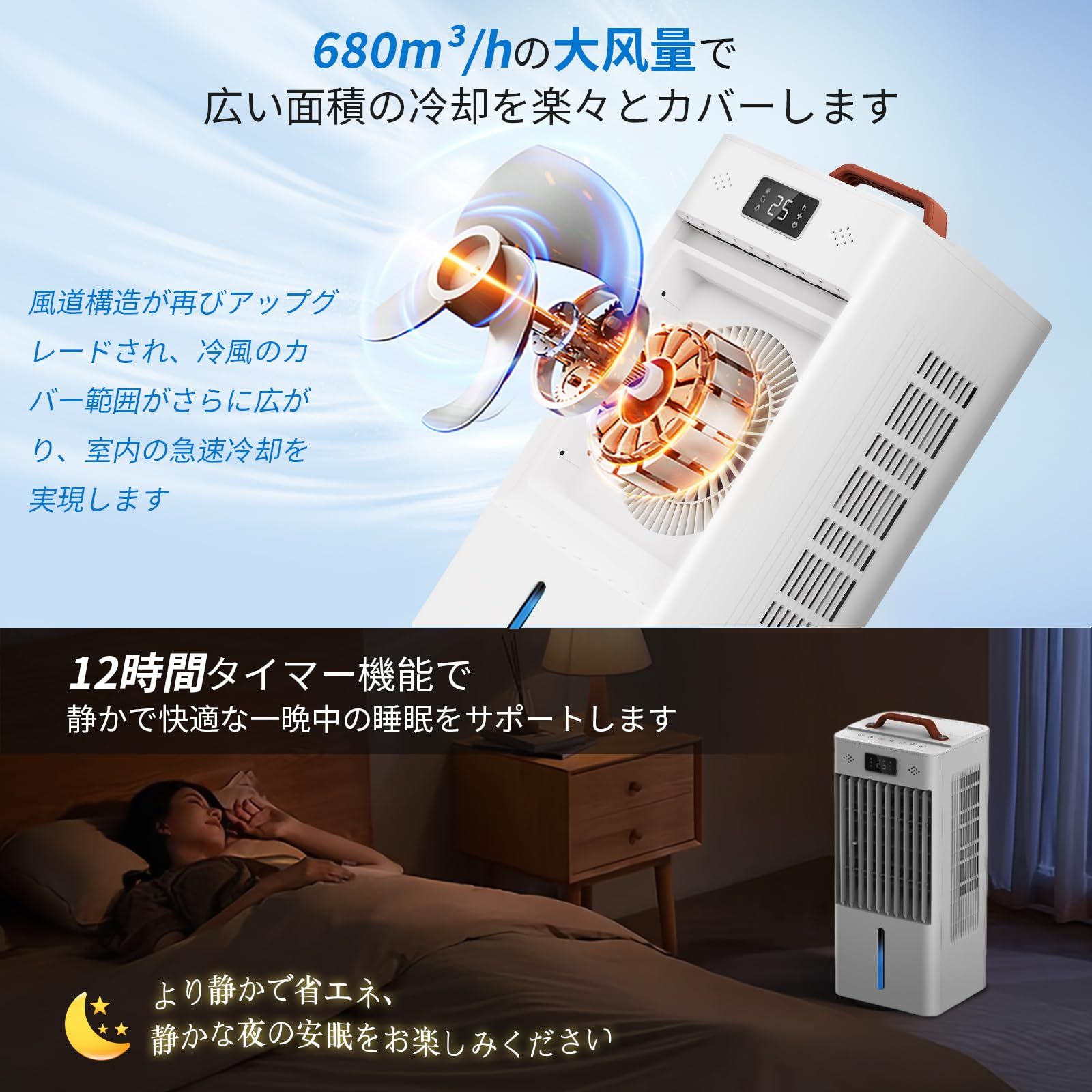 冷風扇 冷風機 冷風扇風機 強力冷風 10L大容量タンク搭載！イオン式空気清浄機 冷風機 強力 扇風機 サーキュレーター 羽なし 空気清浄機 冷風扇