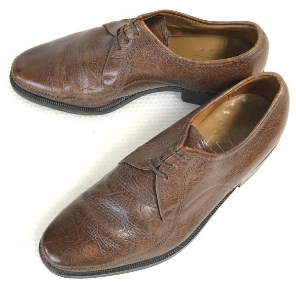70s-80s?|旧ロゴVintage VAN BOMMEL|ヴァンボメル グッドイヤー製法|本革|プレーントゥ 5.5|24.5|茶|BROWN dress shoes◆pA-137<sale>