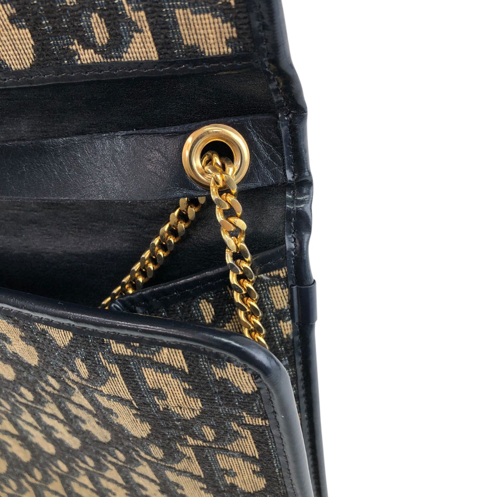 ★Christian Dior  クリスチャン ディオール  トロッター ショルダーバッグ ネイビー CD ジャガード チェーン bmy3ab Christian Dior クリスチャン ディオール トロッター ショルダーバッグ