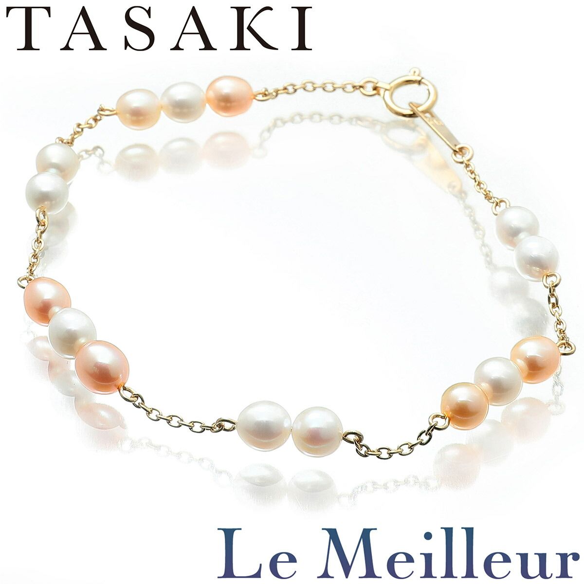 タサキ TASAKI パールチェーン ブレスレット 淡水真珠 4.0mm イエロー 