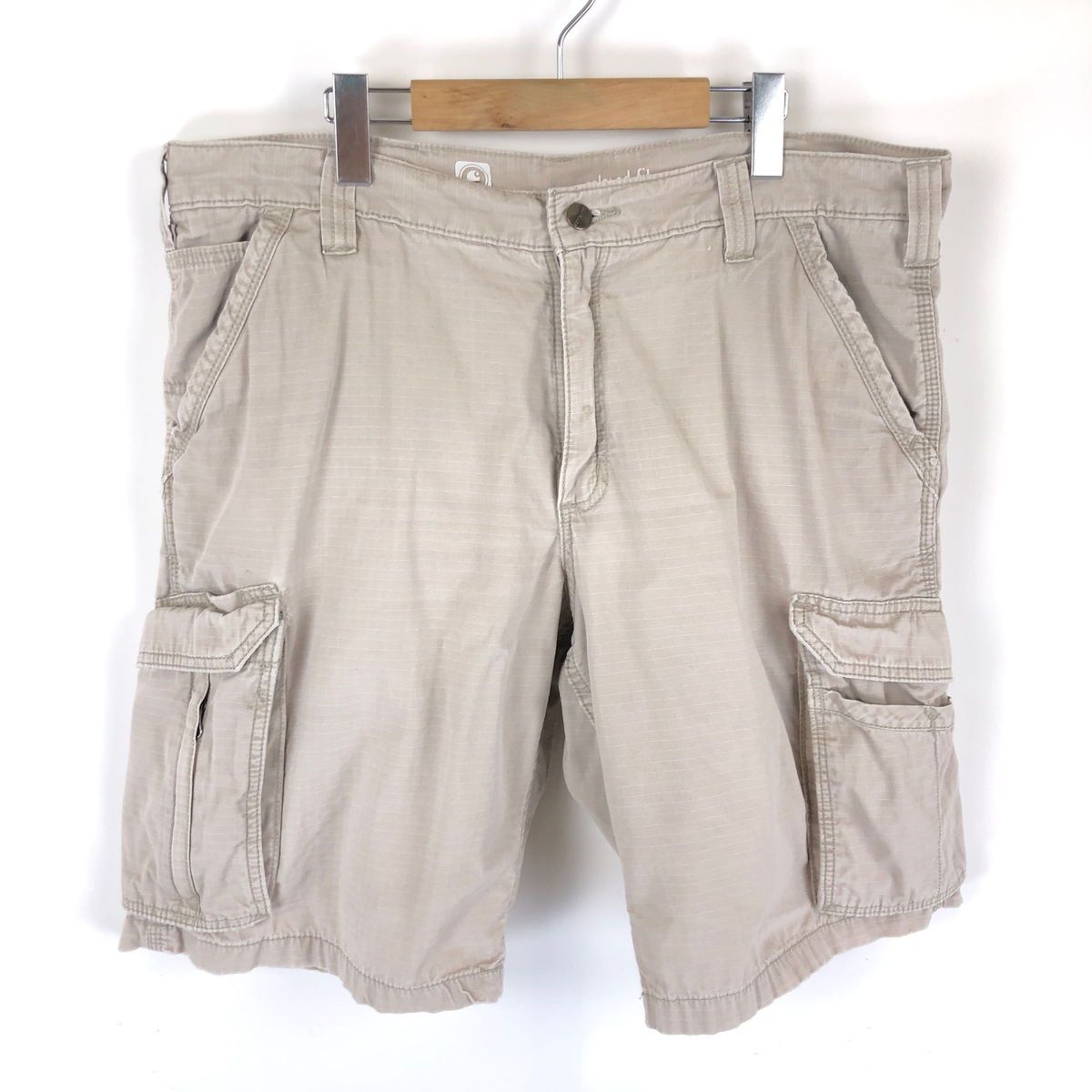 【古着】 Carhartt カーハート カーゴショートパンツ リップストップ ベージュ系 メンズW36 【中古】 n044952