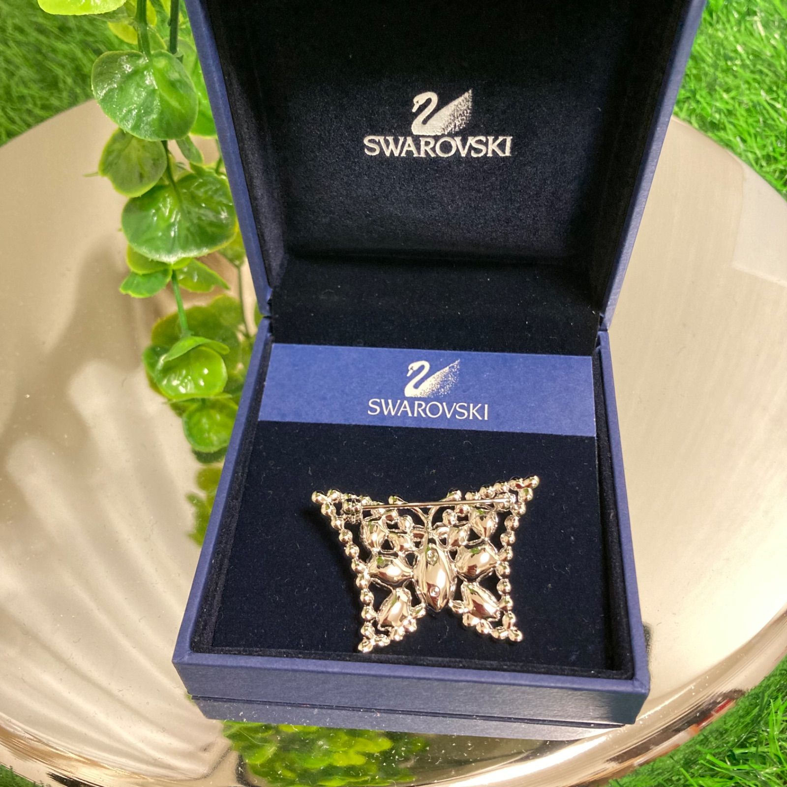 箱付き 美品 SWAROVSKI スワロフスキー ブローチ ブランド 蝶