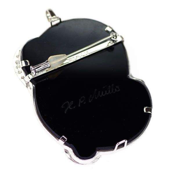 K18WG ストーンカメオ ダイヤモンド ブローチ D0.18ct K.P.MILLS