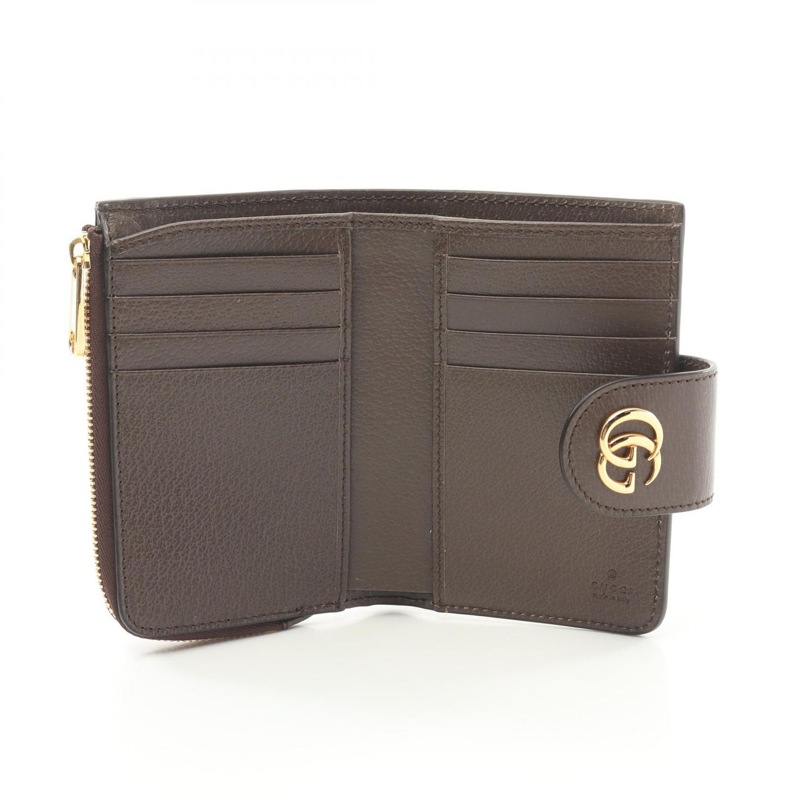 GUCCI グッチ 二つ折り財布 オフディア 725662 ブラウン ベージュ系 GGスプリーム レザー ユニセックス ゴールド金具 美品 グッチ GUCCI 二つ折り財布 オフィディア GGスプリーム 725662