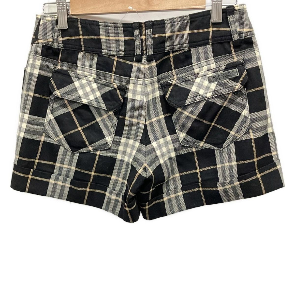 Burberry Blue Label バーバリーブルーレーベル ショートパンツ サイズ38 M レディース - 黒×アイボリー×ベージュ チェック柄