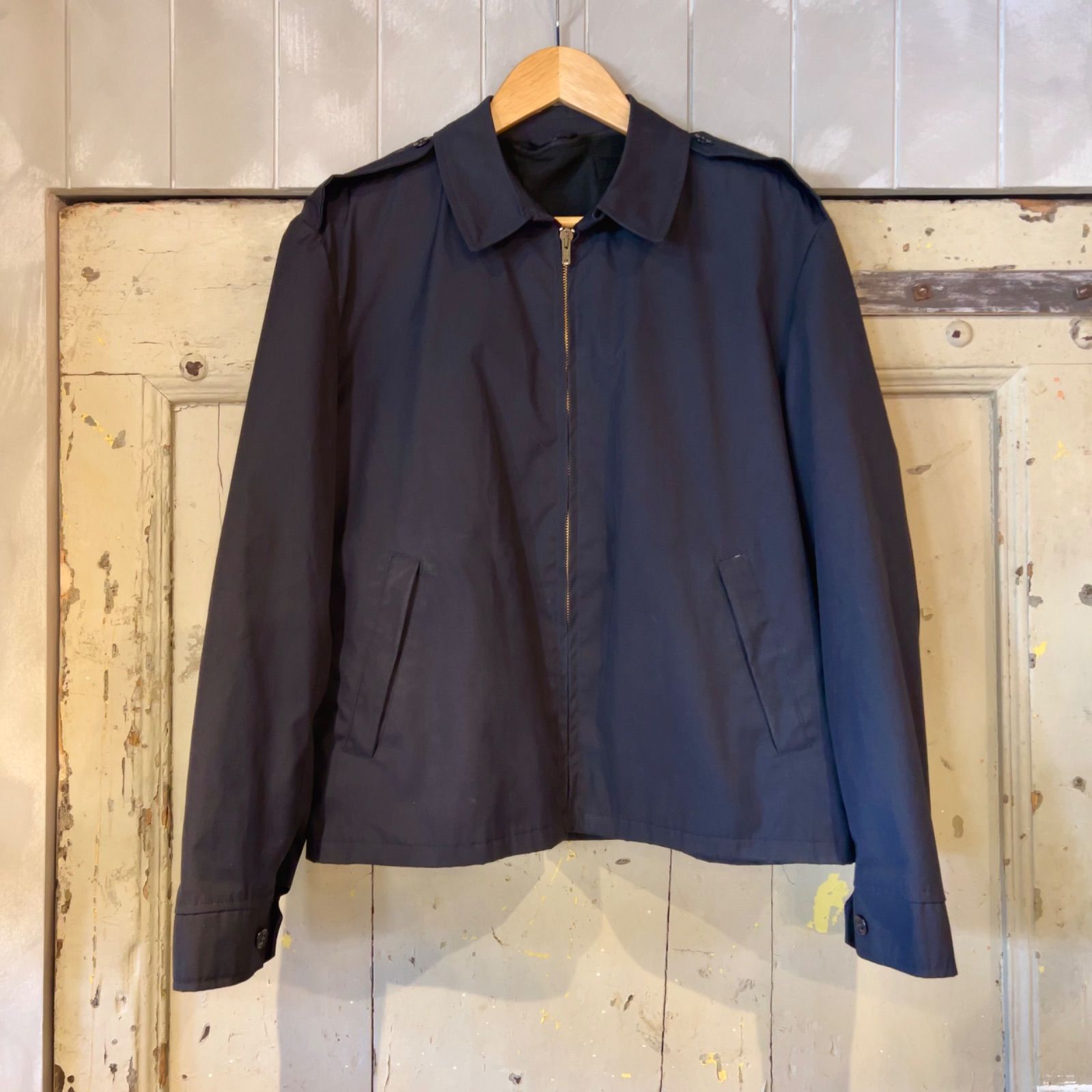 60's -70's US NAVY Windbreaker スウィングトップ　ROBINジップ　ライナー付き　ネイビー　ミリタリー　古着　サイズ40