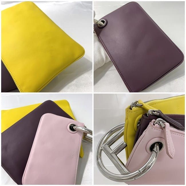 美品✨FENDI トリプレット　クラッチバッグ フェンディ クラッチバッグ トリプレット ポーチ ピンク ボルドー