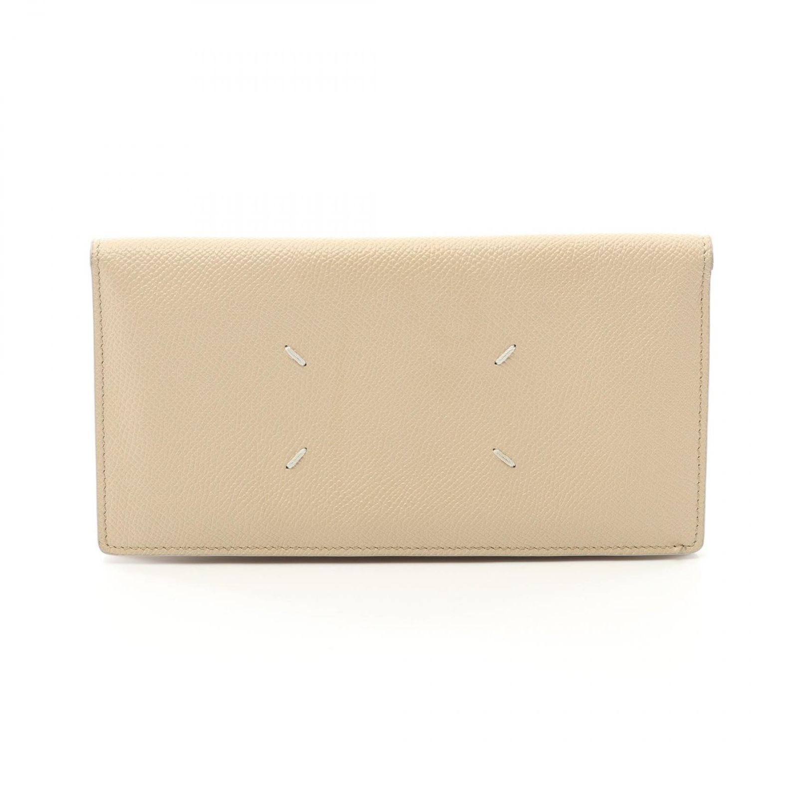 メゾン マルジェラ Maison Margiela 二つ折り長財布 ステッチ SA1UI0021 ベージュ レザー SA1UI0021 財布 ユニセックス Used B