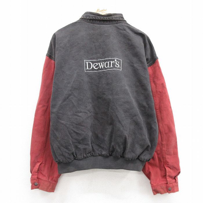 XL/古着 長袖 デニム ジャケット スタジャン メンズ 00s Dewars 刺繍 ツートンカラー 大きいサイズ コットン 黒他 ブラック 24sep21 中古 
