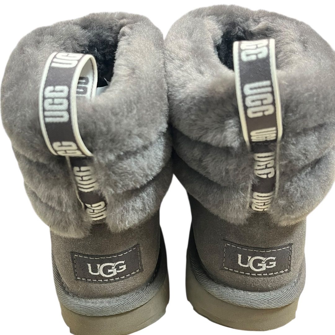 激 アグ UGG フラッフミニキルテッドブーツ 23cm グレー ムートンブーツ KIN-KAAI_COM