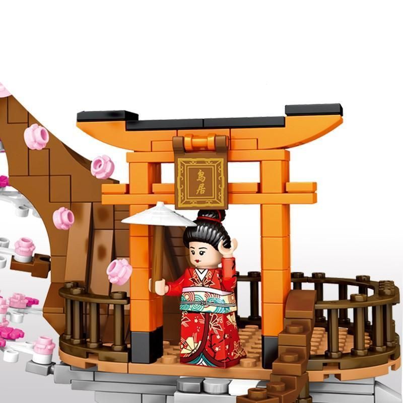 新品未使用 ブロック互換 レゴ 互換品 レゴ桜神社鳥居ライト付き 花見 
