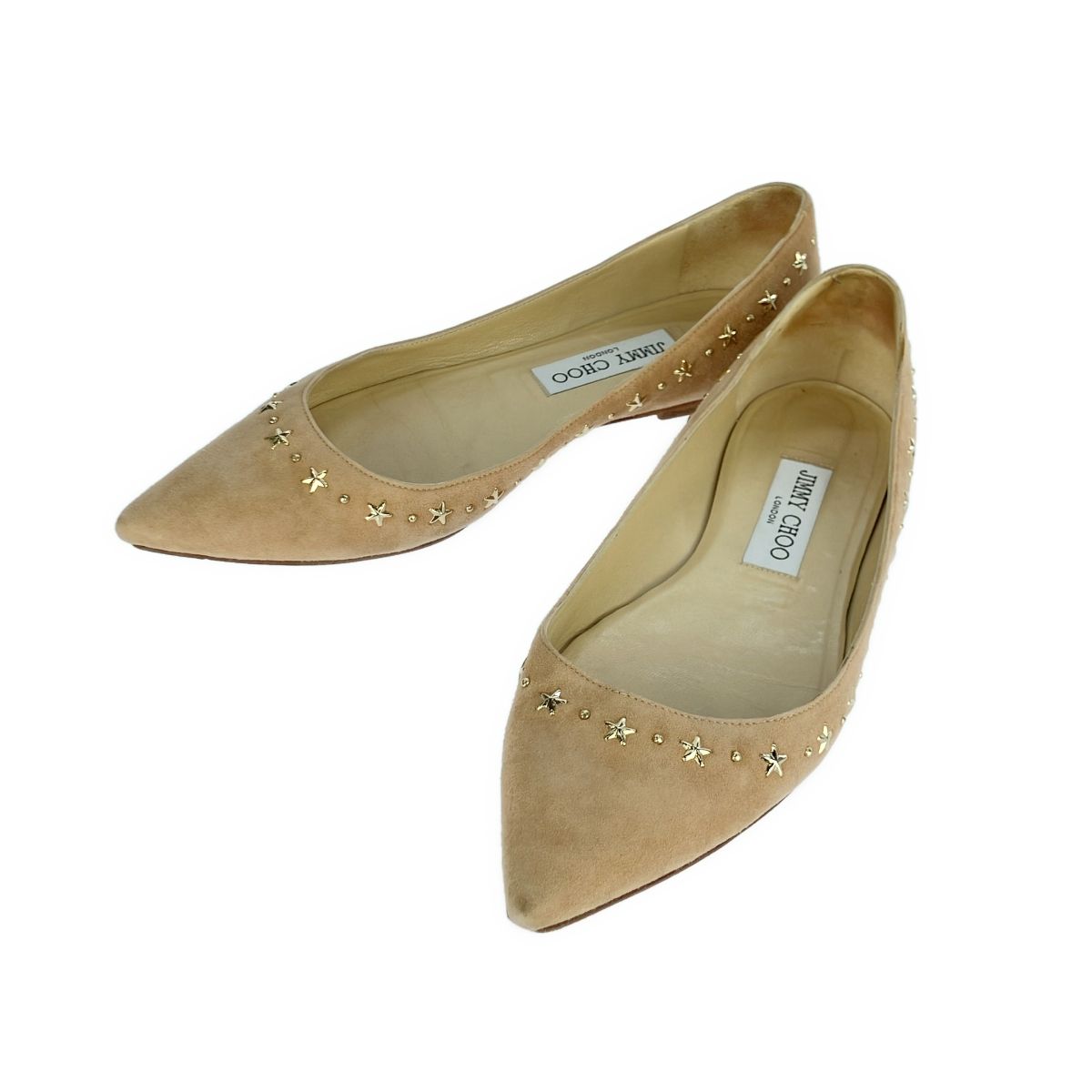 Jimmy Choo☆Alina Suede スエードフラットパンプス☆送料込 JIMMY CHOO ジミー チュウ ALINA スタッズスエードフラット