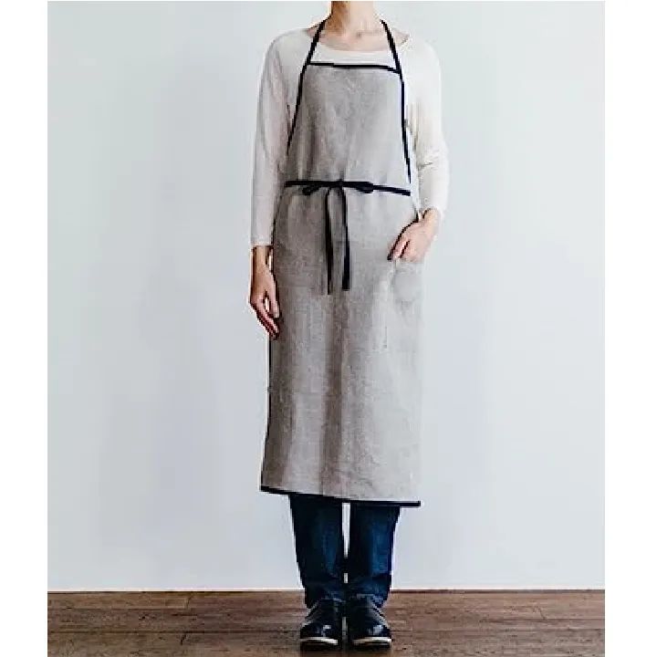 【fog linen work(フォグリネンワーク) 】リネン パイピング エプロン(白黒千鳥格子)◆品が良くて知的♪みんなからの注目を集めちゃおう♪