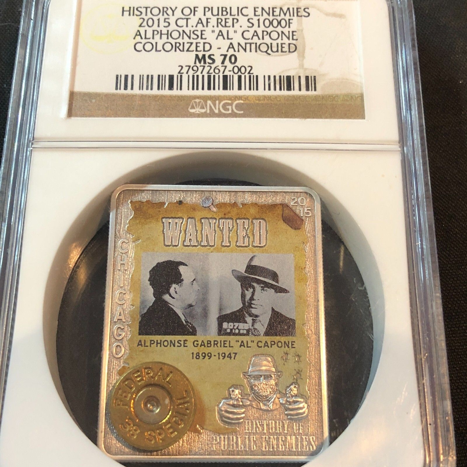 2015 CENTRAL AFRICAN REPUBLIC 1000 FRANCS PUBLIC ENEMIES AL CAP MS70