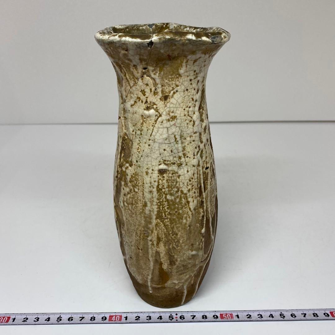 楽山焼　蟹彫文花生　共箱　高さ24cm 東K5-0430① トトヒ 楽山焼 蟹彫文花生 共箱 高さ24cm 東K5-0430① トトヒ 2025