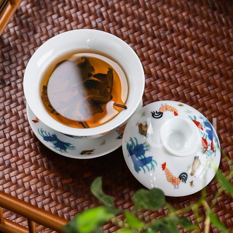 古早焼三才蓋茶碗手製柴焼カンフー茶器鉄釉薬茶碗 新しい未使用 雄鶏三才 蓋碗茶 茶碗 茶杯 景徳鎮カンフー 茶器