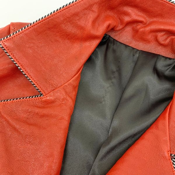 美品 ノーアイディー 変形ラムレザージャケット フーディー ダブルファスナー NO ID. ラムレザー ベジタブル パイピング ダブル ライダース