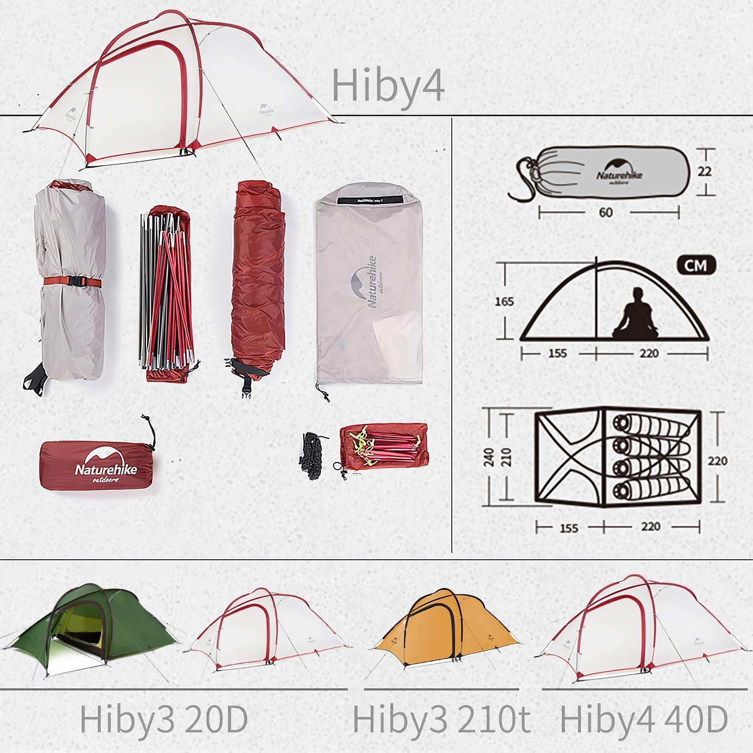 Naturehike アウトドア登山テント Hiby3 2-3人用 /Hiby3 3-4人用 キャンプ テント アップグレード版 ゆったり前室  タープスペース付き二層構造 防雨 防風 防災 グランドシート付き - メルカリ