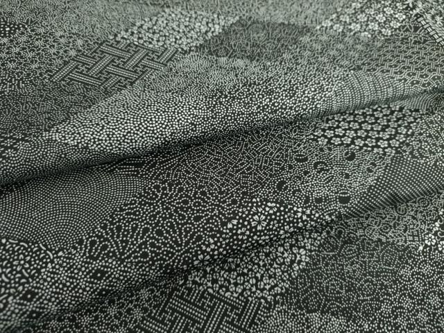 平和屋着物○本場染大島紬 江戸小紋 吉祥花菱文 黒地 さが美扱い 正絹