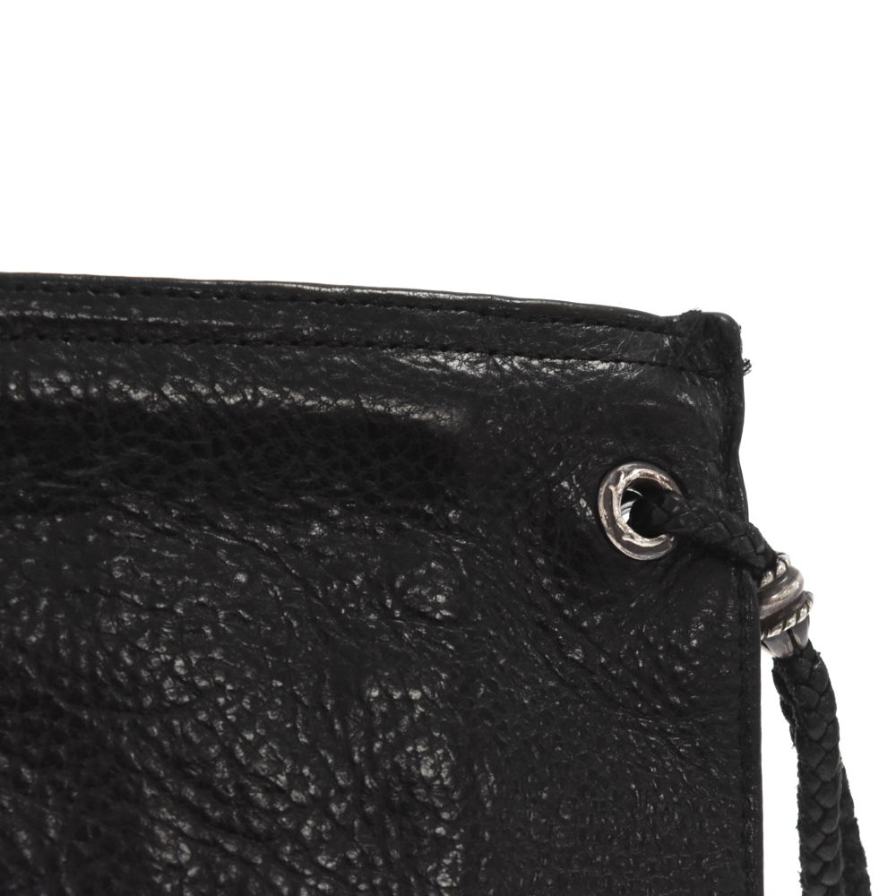 CHROME HEARTS クロムハーツ FLAT MED PLAIN プレーンダガージップクラッチバッグ スクロールレザーブレード ブラック ストラップ CHROME HEARTS (クロムハーツ) FLAT MED PLAIN プレーンダガージップ