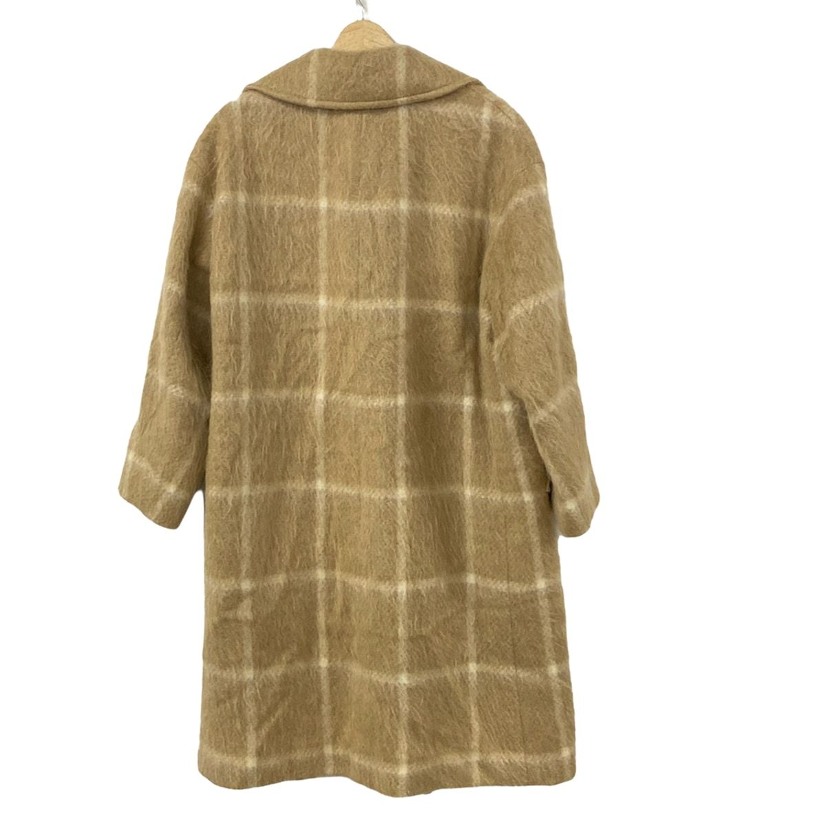 23区 ニジュウサンク コート サイズ38 M レディース ライトブラウン×ベージュ 冬物 チェック柄 MANTECO