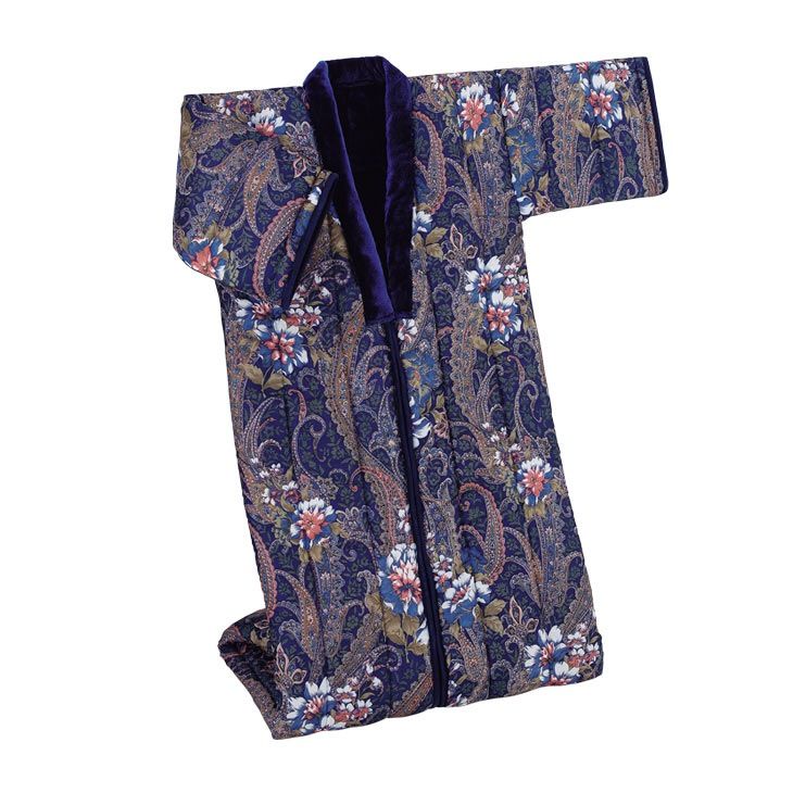 遠赤綿入り ボア 暖か かいまき布団 2色組 足ポケット付き 3層構造 かい巻き かいまき 布団 掛け布団 夜着 袖付き 着物状 伝統寝具 防寒着 ロングどてら 冬 花柄 MARWIL-DEMENAGEMENTS_CH