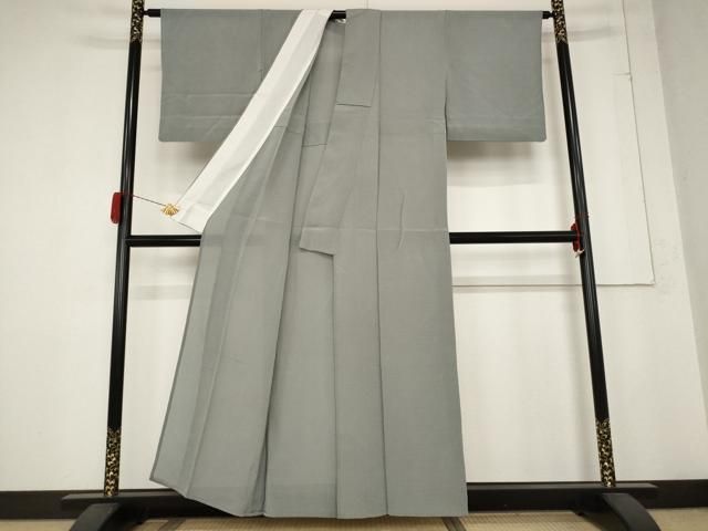 平和屋着物 夏物 本加賀友禅作家 成竹登茂男監修 色無地 絽縮緬 桔梗鼠色 正絹 AABB5944st