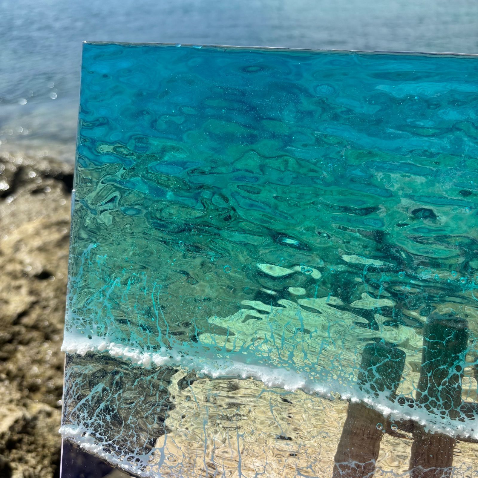 超激安価格で大放出！ <アクリルクリアボード> 超立体 沖縄の海 レジンアートボード 美ら海 オーシャンアート N680 洗練された