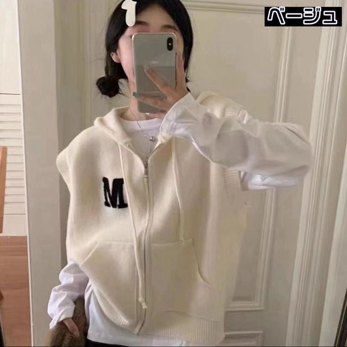 ベスト ニットベスト レディース ジップアップ ノースリーブ