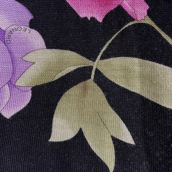 wxc レオナール LEONARD ニット・セーター LL 黒 マルチ タートル 花柄