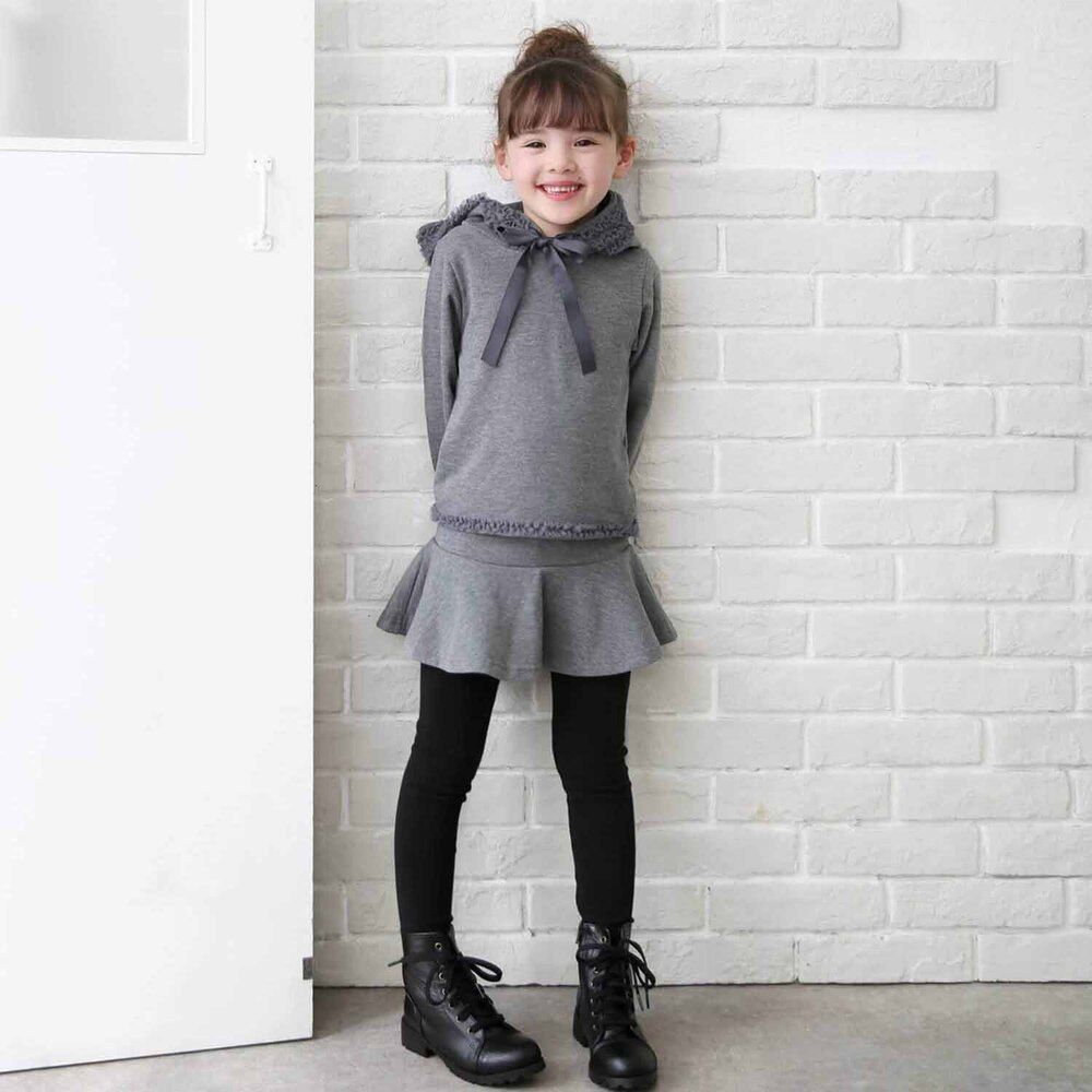 グレー 130cm マールベビーフリルスカッツ＆パーカーセットアップ キッズ 女の子 おしゃれ 服 セットアップ 上下セット 秋冬 72012402 長袖 パーカー スカッツ スカートパンツ フーディー フリル 綿 コットン かわいい