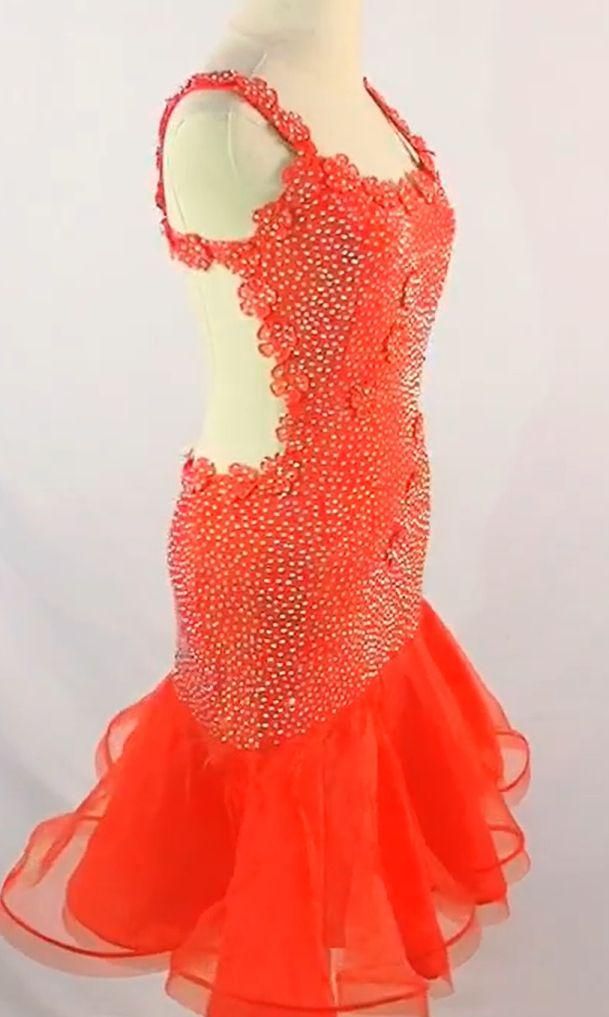 社交ダンスドレス ラテンドレス 競技 デモ用 ルンバ オーダーメイド