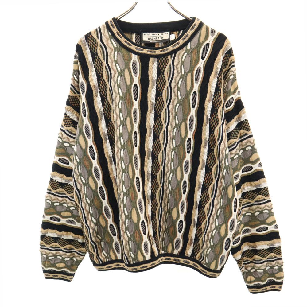 ツンドラ 90s カナダ製 オールド 長袖 3D ニット XL ベージュ 他 tundra セーター メンズ ツンドラ 90s カナダ製 オールド 長袖 3D ニット XL ベージュ 他