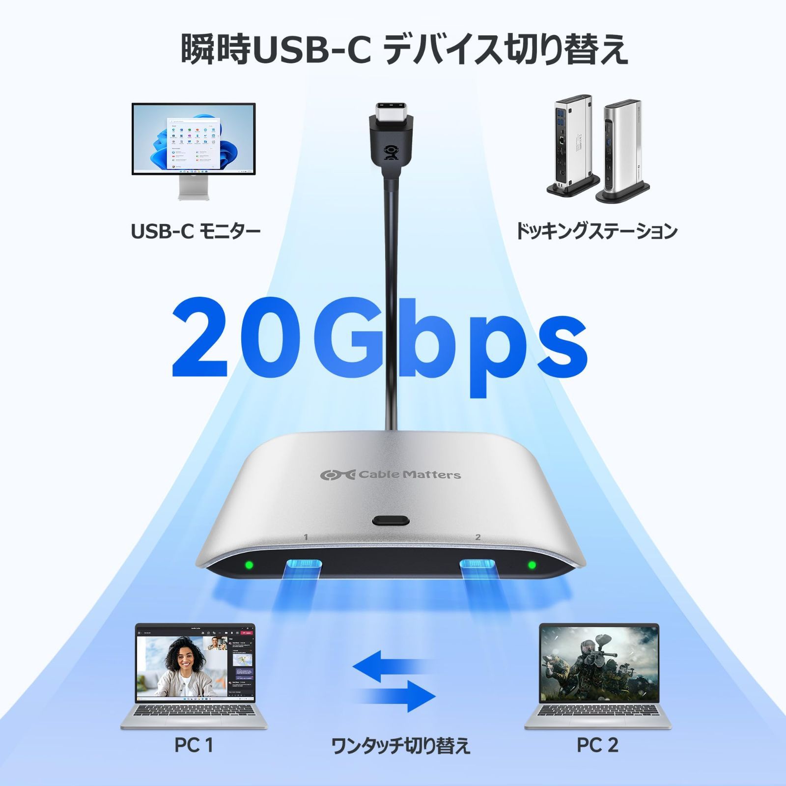 USB USB4 Cスイッチ 2台のコンピュータ用 8K 30Hz 5K 60Hz 4K 144Hz対応 140W 20Gbps PD USB-CまたはThunderbolt Matters 4モニタまたはUSB-CまたはThunderbolt C CHRISTIANNAURATH_COM_BR