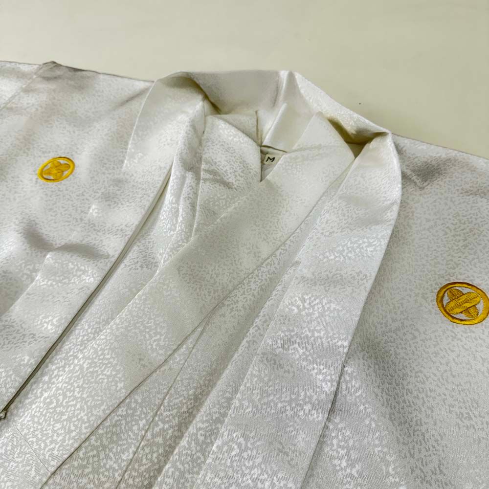 紋付袴 3点セット 着物 羽織 袴 長着 成人式袴 裄73 cm 袴丈91 L 2 白 黒 五つ紋 4805