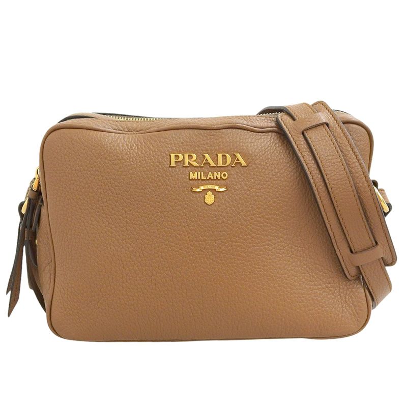 プラダ PRADA カメラバッグ ショルダーバッグ レザー ブラウン 1BH079 中古 新入荷 OB2514 プラダ PRADA カメラバッグ ショルダーバッグ レザー ブラウン 1BH079