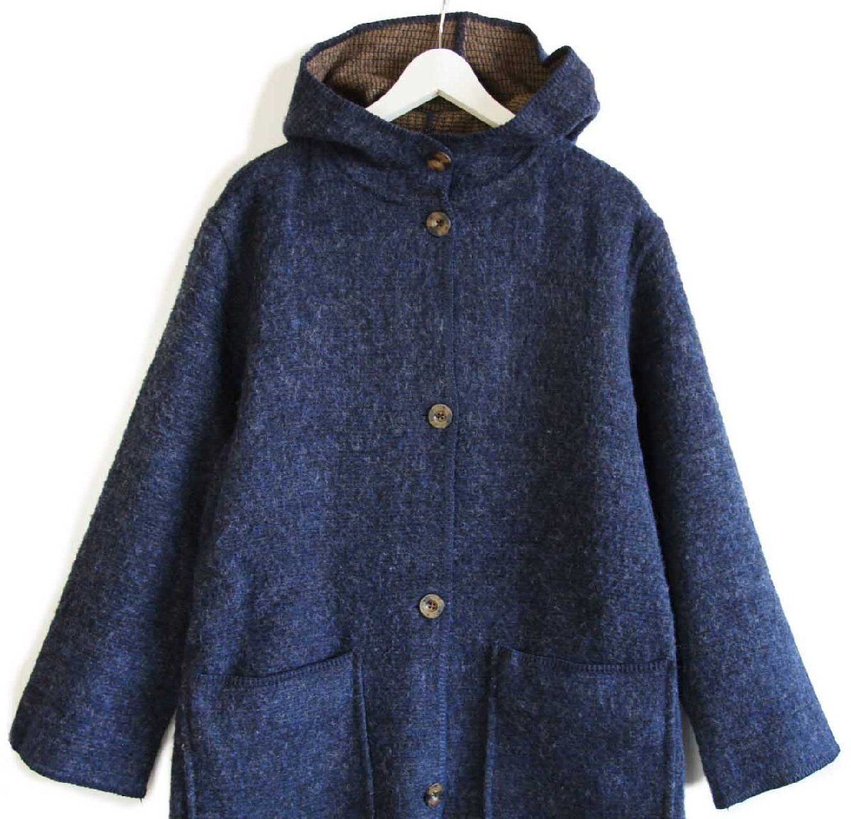 00s WOOLRICH JOHN RICH AND BROS ウールリッチ 無地 リバーシブル ロング ウール ブランケット コート★オールド  パーカー フード ラグ