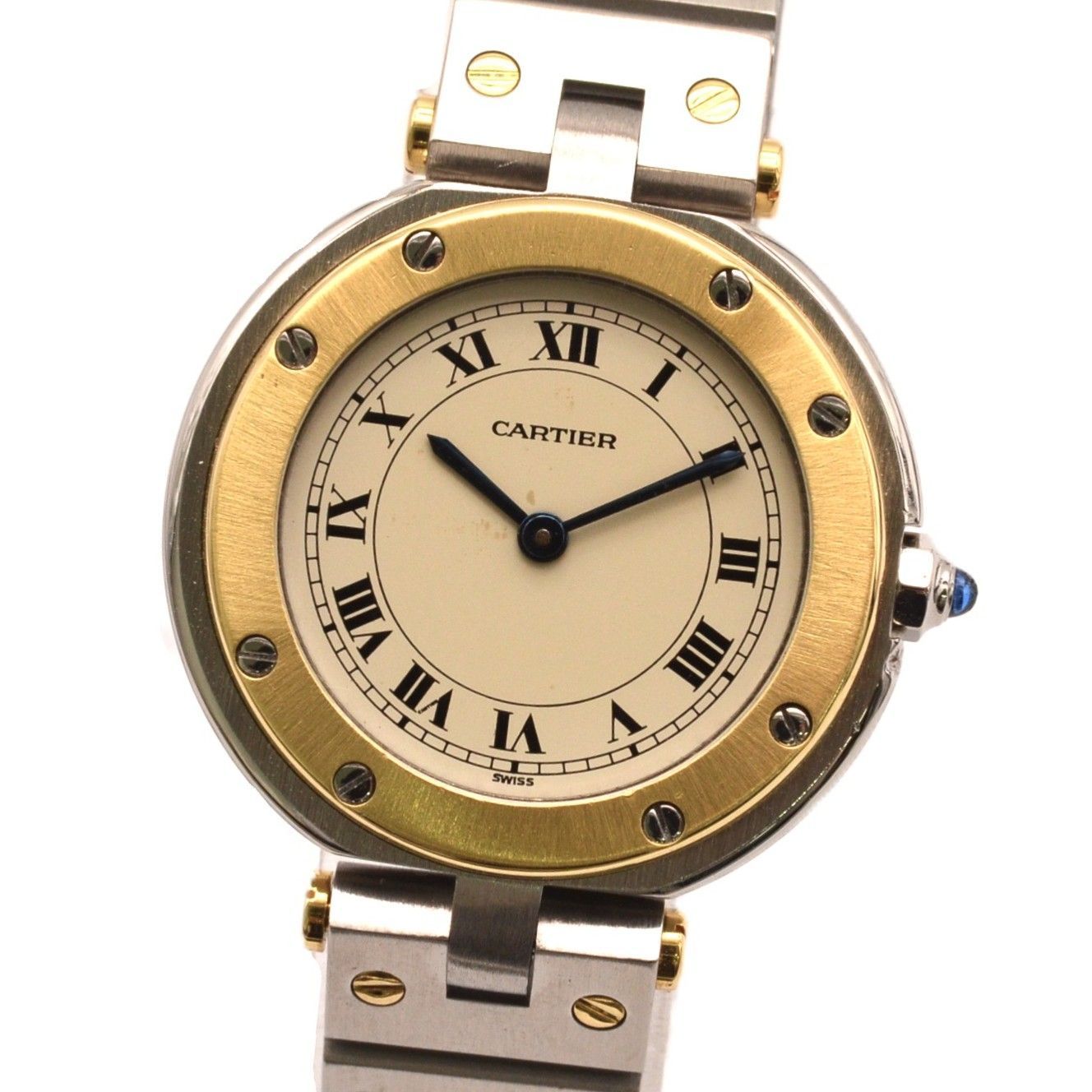 CARTIER カルティエ サントス ラウンド クォーツ レディース