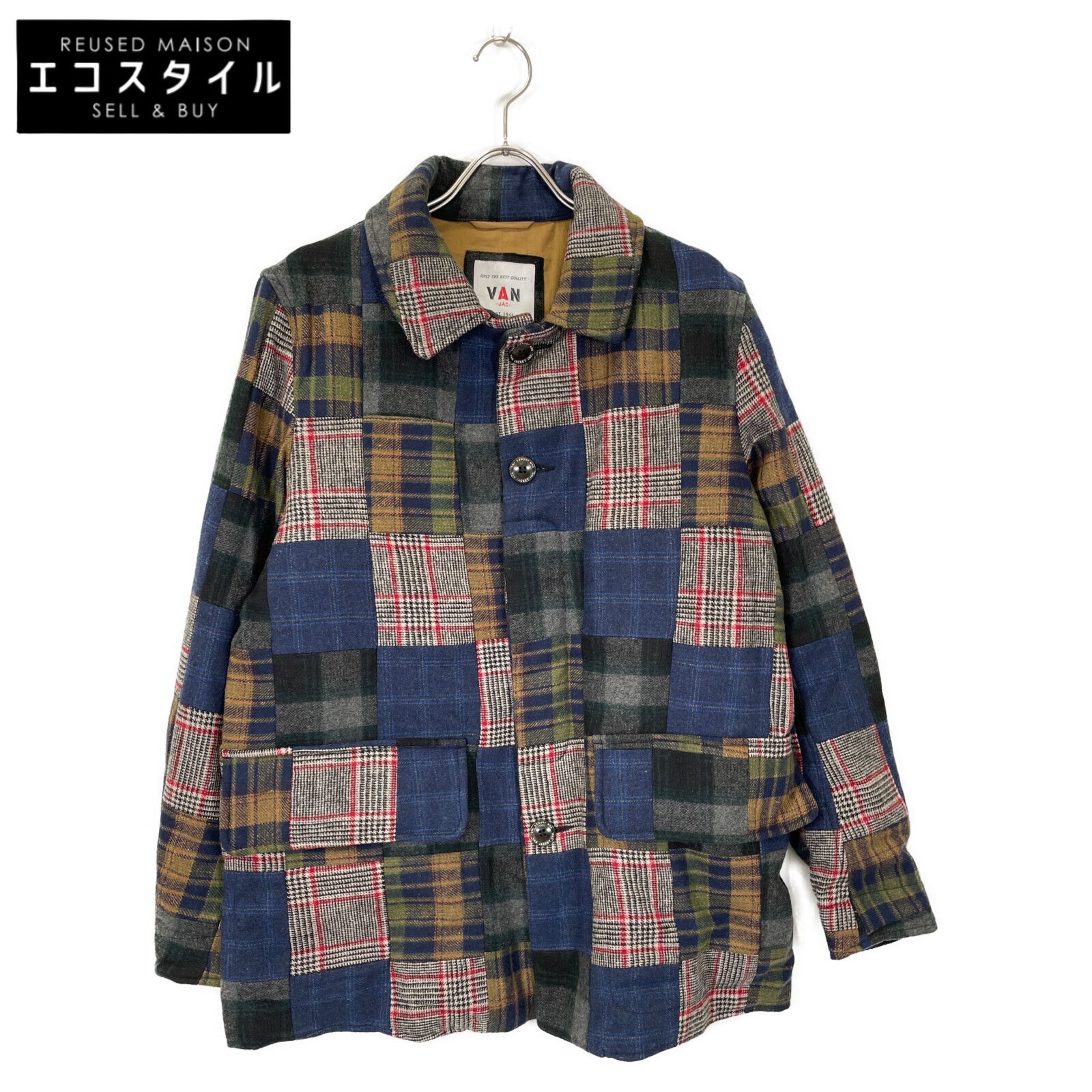 VANJACKET ヴァンジャケット KW-89502 マルチカラー パッチワーク カバーオール L