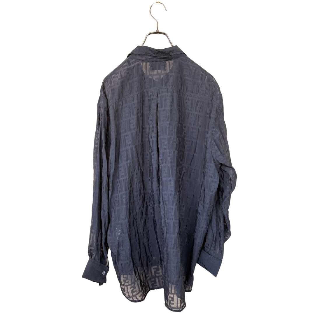FENDI JEANS ロゴ ジャガード シースルーシャツ Lサイズ