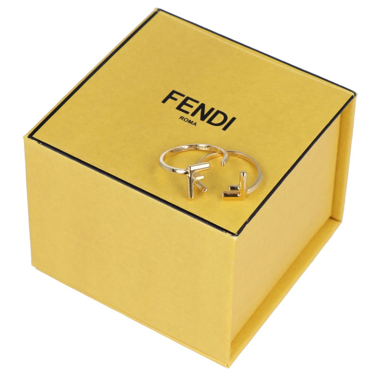 極美品・12号】FENDI フェンディ ロゴ リング 指輪 ゴールド FF FENDI