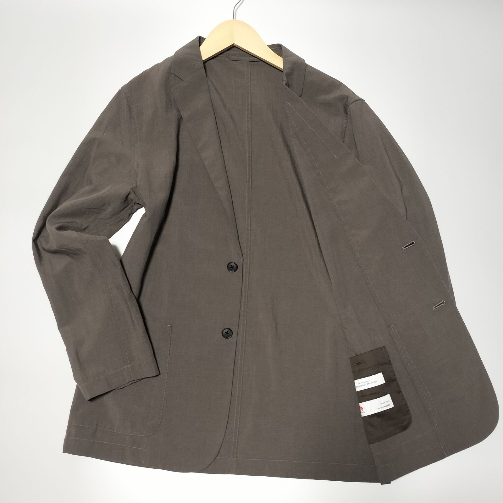 極美品　ブラミンク テーラードジャケット グリーン コットンシルク 背抜き　1 極美品】GREEN LABEL RELAXIN 小松マテーレ KOMATSU テーラード