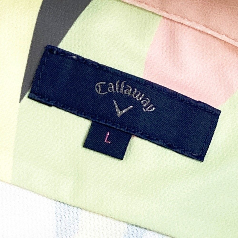 サイズ：L CALLAWAY キャロウェイ 半袖ポロシャツ 総柄 ピンク系