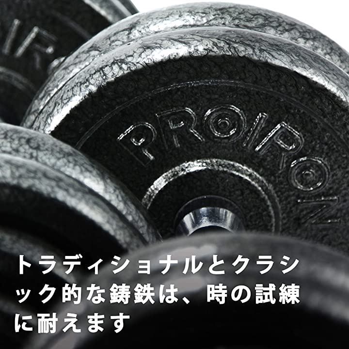 PROIRON ダンベル プレートダンベルおもり追加 純鋳鉄 2.5kgx4個 穴径