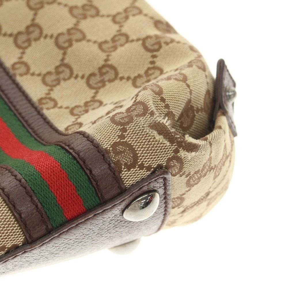 中古】グッチ GUCCI GGキャンバス × レザー トートバッグ ベージュx